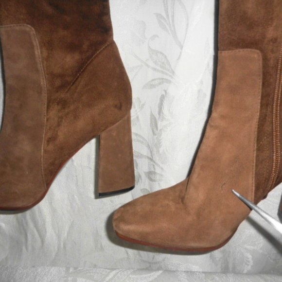 SPAZIO MODA Brown Faux Suede Over Knee Boots 39 9 - Picture 5 of 8